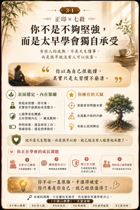 正印 × 七殺：你不是不夠堅強，而是太早學會獨自承受