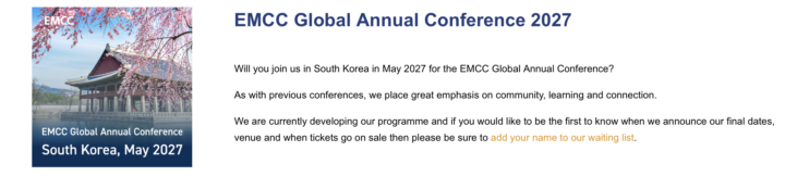 Let's prepare for the Annual Conference in Korea in May 2027
