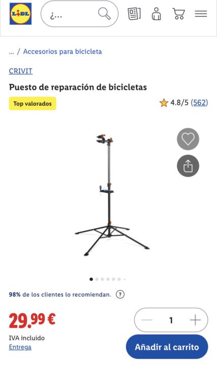 Soporte mantenimiento para bici en Lidl