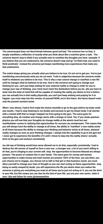 Advanced explanation of Manifestation 