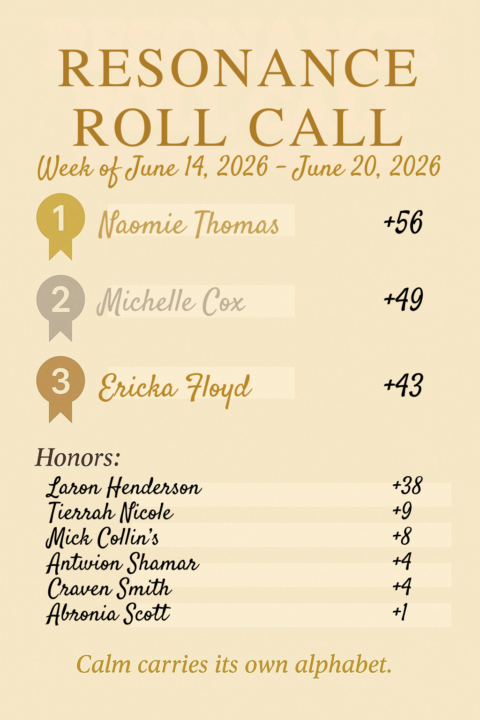 WEEKLY ROLL CALL 6/14/26 - 6/20/26