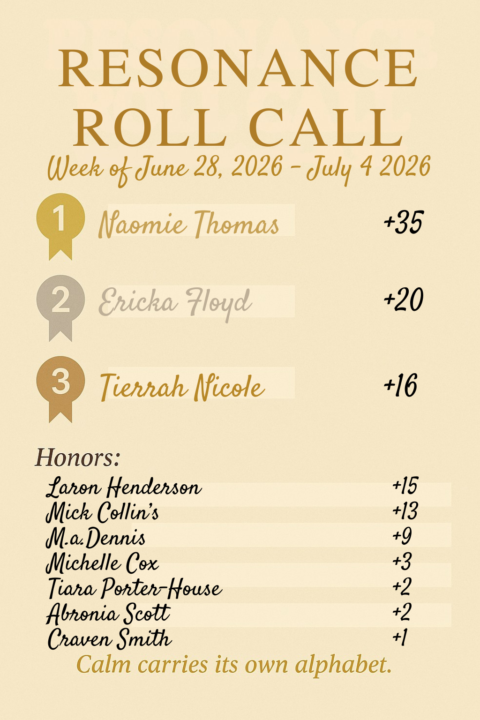 WEEKLY ROLL CALL 6/28/26 - 7/11/26
