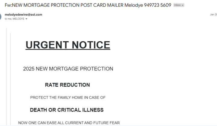 This is a screen shot of a direct mail lead that I want to turn into an email campaign for new home owners to generate Mortgage Protection leads. How can I do this legally?