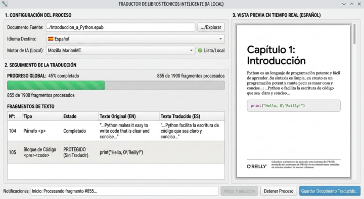 Idea de Proyecto: Traductor Inteligente de Libros Técnicos (EPUB/PDF) con IA Local y Preservación de Estructura