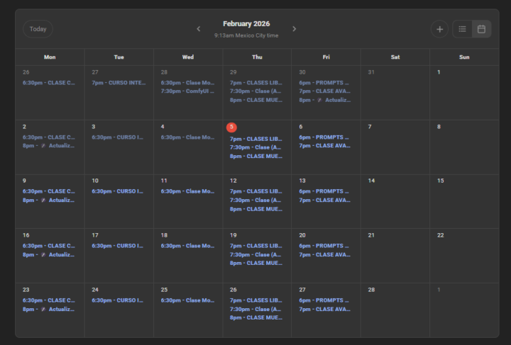 📌 Calendario oficial de clases — Febrero 2026
