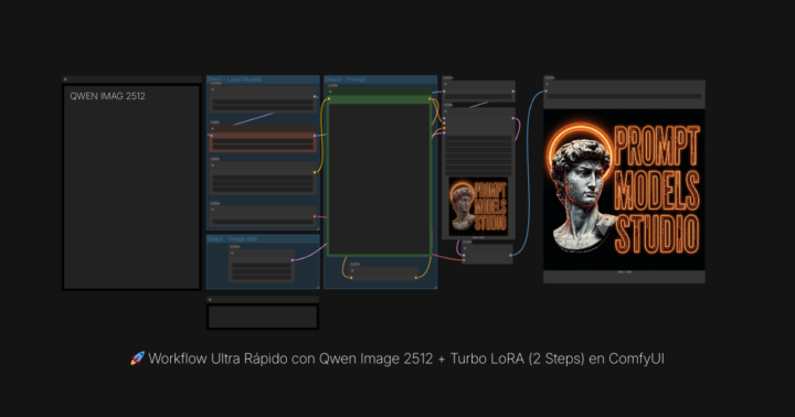 🚀 Workflow Ultra Rápido con Qwen Image 2512 + Turbo LoRA (2 Steps) en ComfyUI