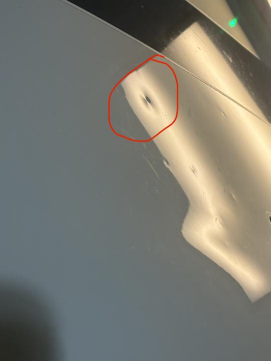 Mini cooper hood sharp dent 