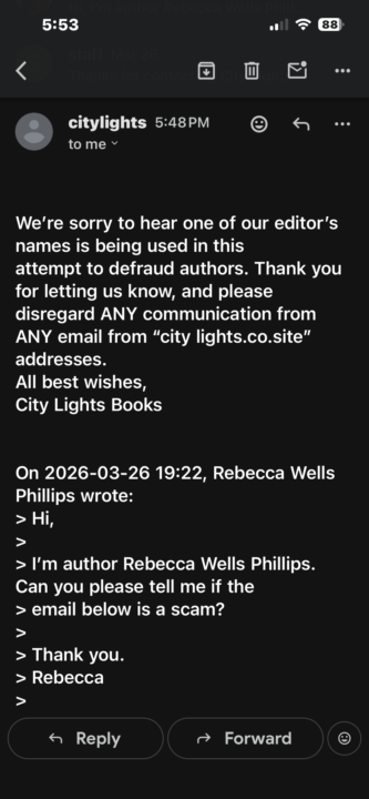 City Lights Author Scam