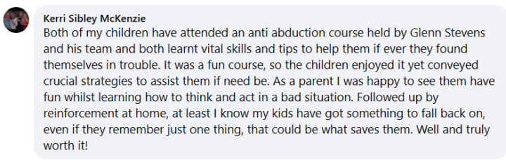 Both of my children have attended an anti abduction course