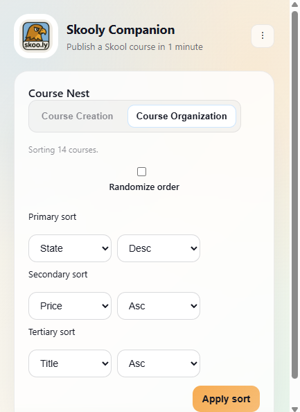 Coming Soon: Course Organization