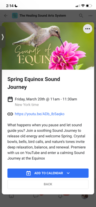 Equinox Sound Journey this Friday💐