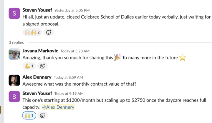 Congrats Steven on closing a 15k/yr contract, set to scale to $33k/yr!