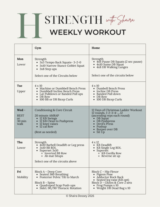Christmas Week Menu and Workout Plan