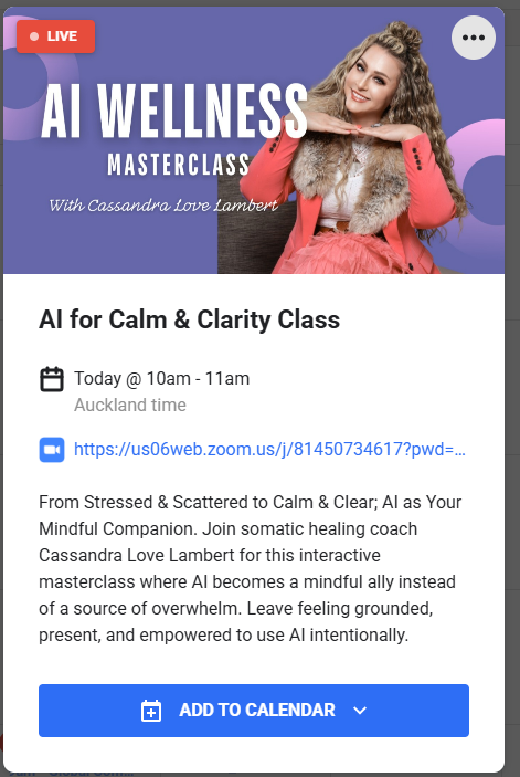 Jump on the calm and clarity call now! We're live!