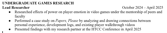 Resume and Experiences so far