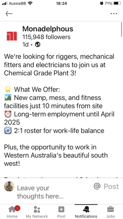 Monadelphous are looking for multiple roles 