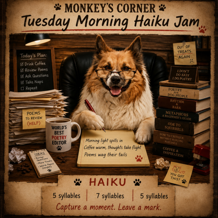 🐾 Monkey's Corner – Tuesday Morning Haiku Jam! 🐾