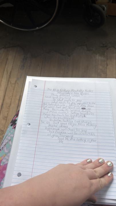 All or nothing mentality notes 