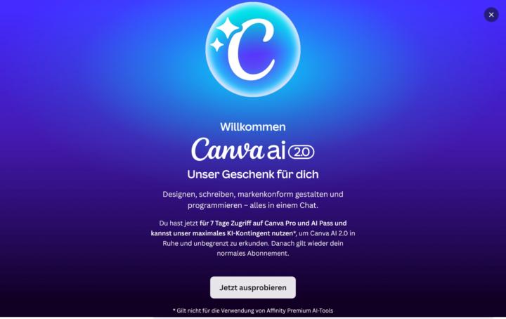 Neues Feature für alle Canva Nutzer - Canva AI 2.0 - Limitiert