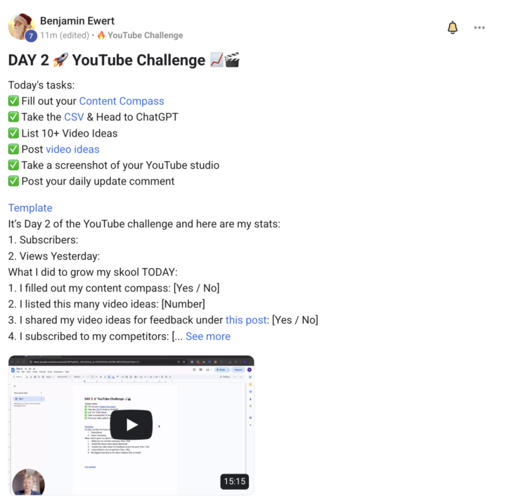 Day 2 of the youtube challenge is live