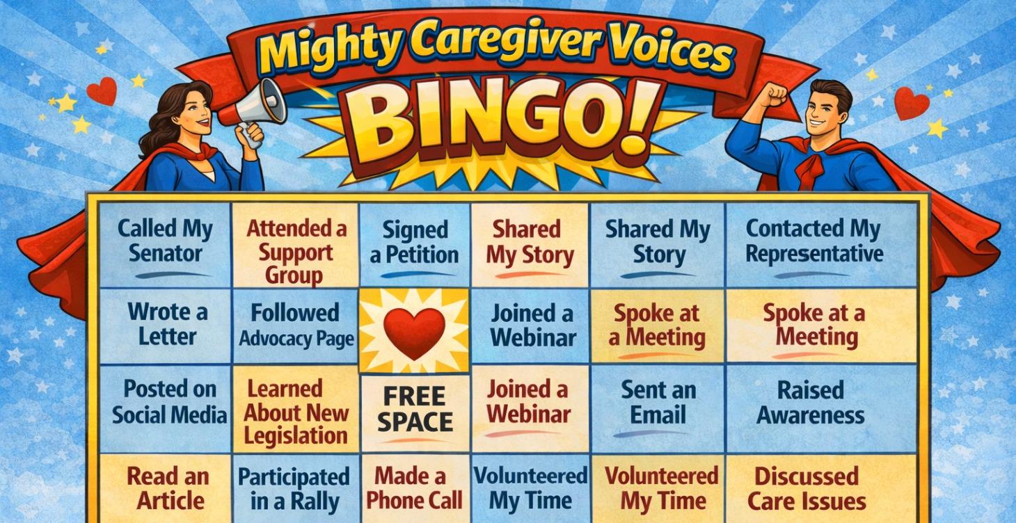 Mighty Caregiver Voices Bingo Card