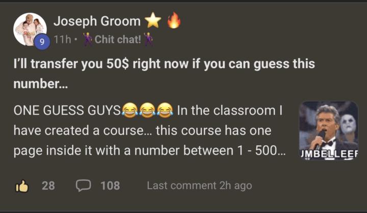 NO ONE HAS GUESSED THE NUMBER YET!