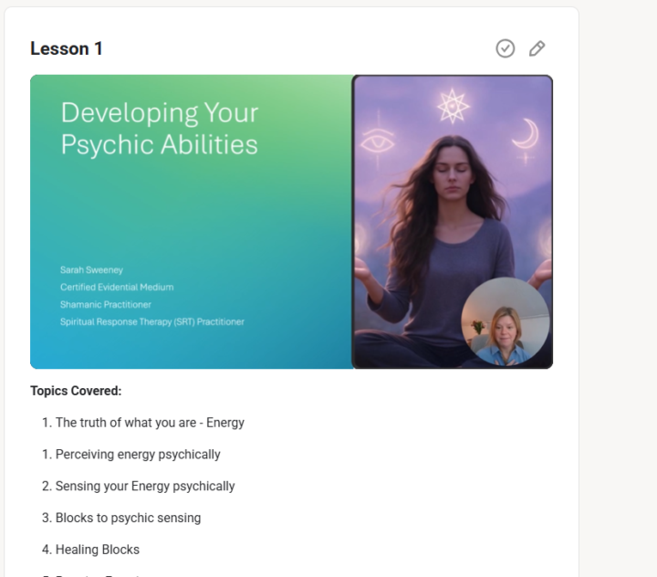 Psychic Development Course Topics