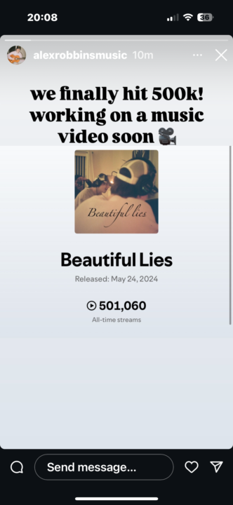 SUCCESS!!! ALEX JUST HIT HALF A MILLION STREAMS ON HIS SONG!!