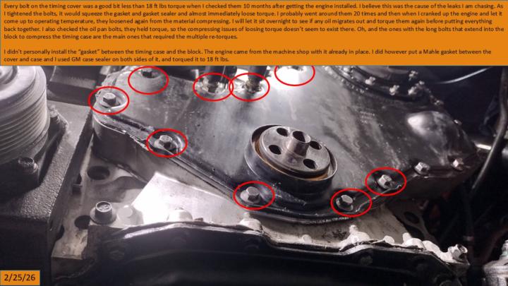 Curious issue of timing case bolts loosening.