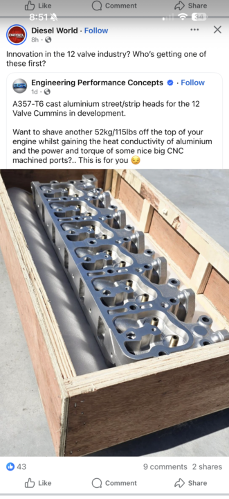 Aluminum 12v head! 
