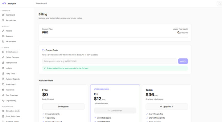 ⚡ 1 Month of WarpFix Pro for FREE
