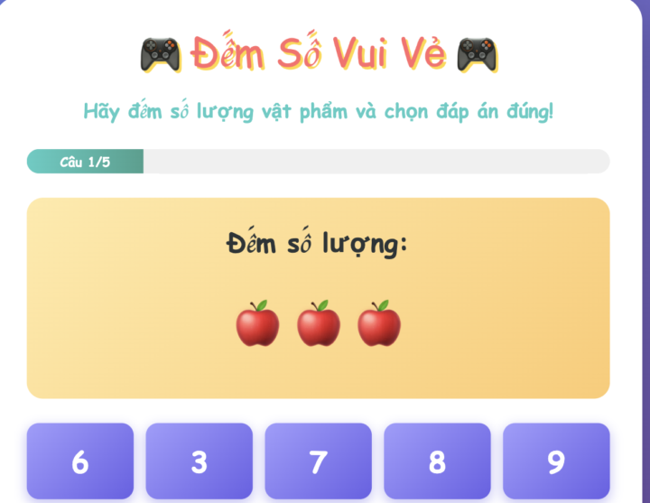 Trò chơi tương tác: Trò chơi đếm số
