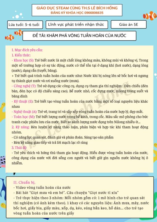 GIÁO ÁN STEAM - VÒNG TUẦN HOÀN CỦA NƯỚC