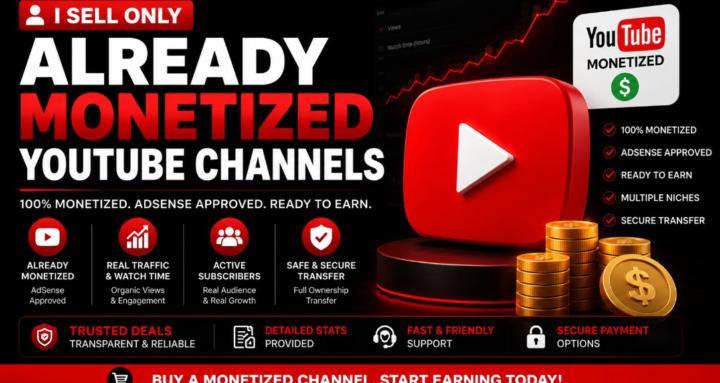 Sell Monetized YouTube Channel