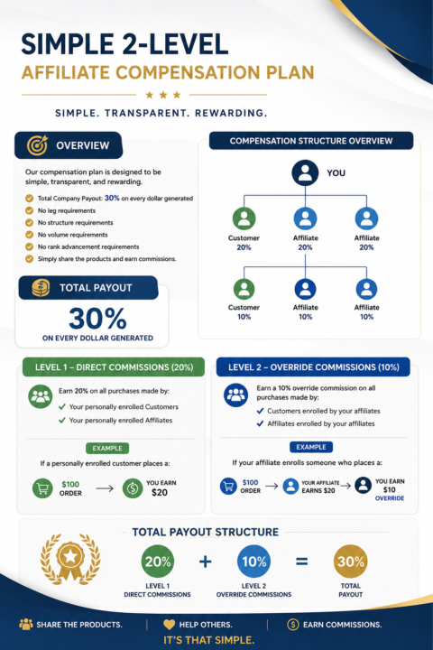 Everyone put this simple compensation plan brochure together. Let me know if it makes sense or if it’s confusing.