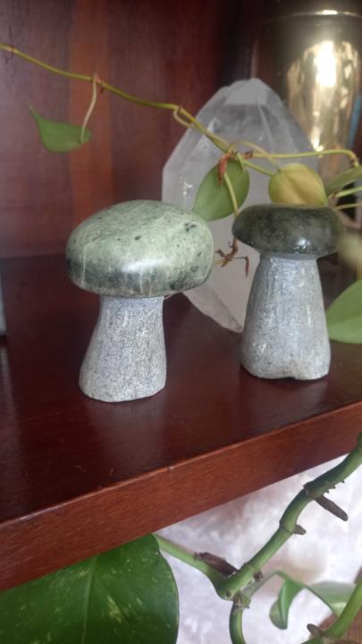 Serpentine mushroom carvings/statues from Zimbabwe