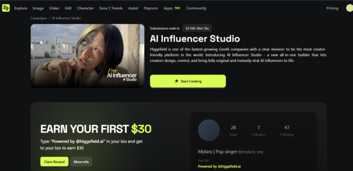 Higgsfield AI has launched AI Influencer Campaigns