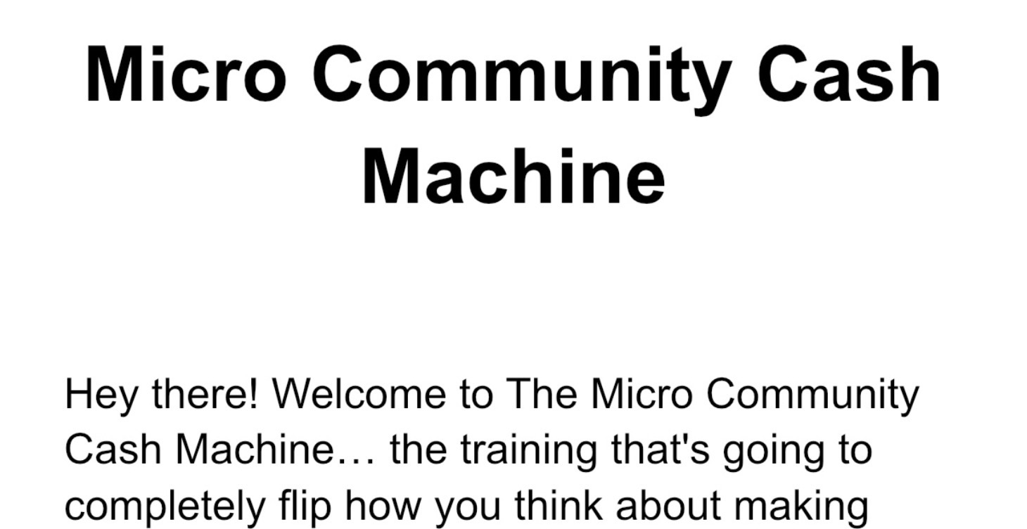Micro Community Cash Machine