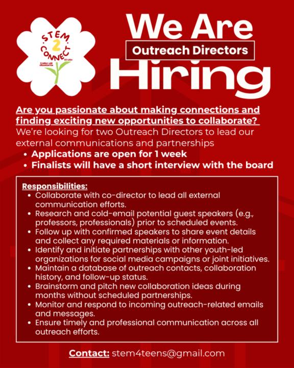 Help Expand STEM Access – Apply to Be an Outreach Director