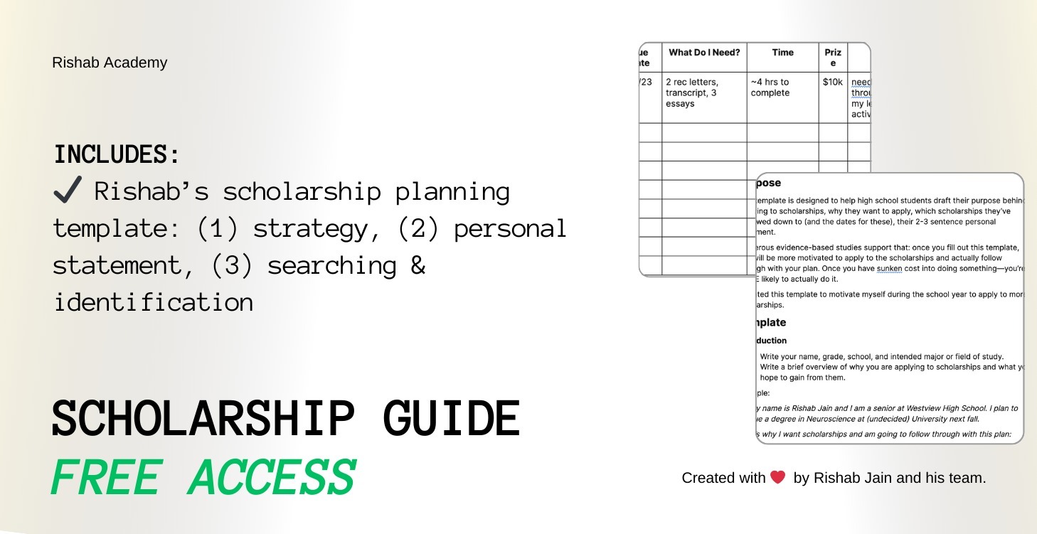 Rishab's Scholarship Guide ($0)