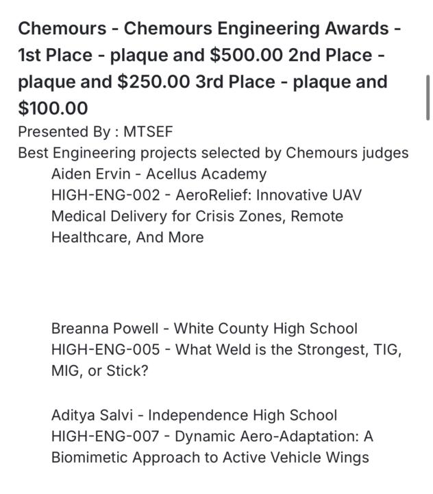 Science fair awards 