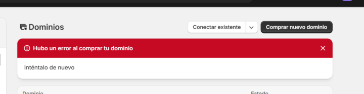 ERROR COMPRA DOMINIO