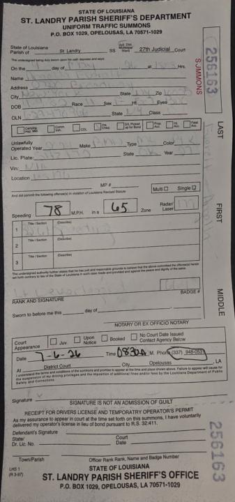 Speeding ticket