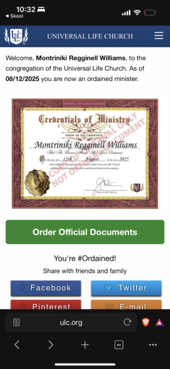 YOU’VE BEEN ORDAINED!