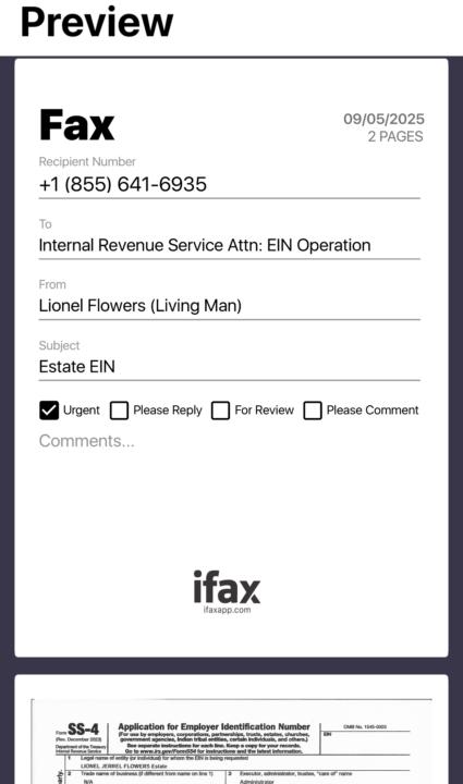 Fax My Estate Claim yesterday 