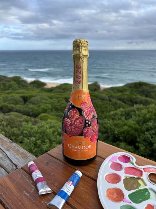 Painted Champagne bottle