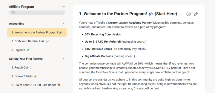 Published My Affiliate Onboarding Course 🚀