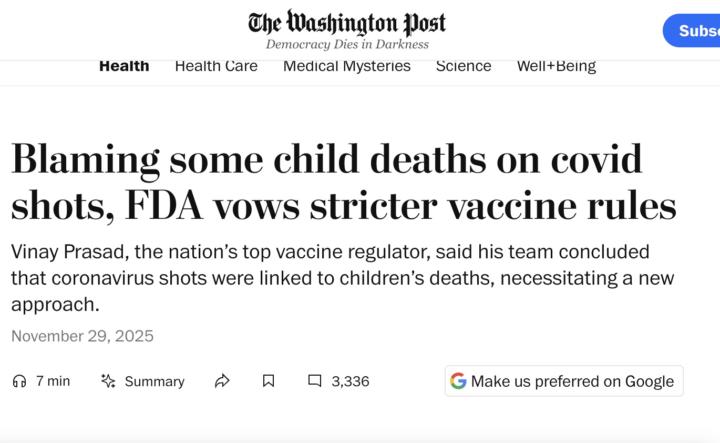 Top Vaccine Regulator blaming child deaths on covid shots