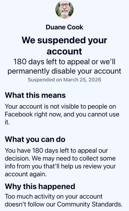 I’m Suspended on Facebook 
