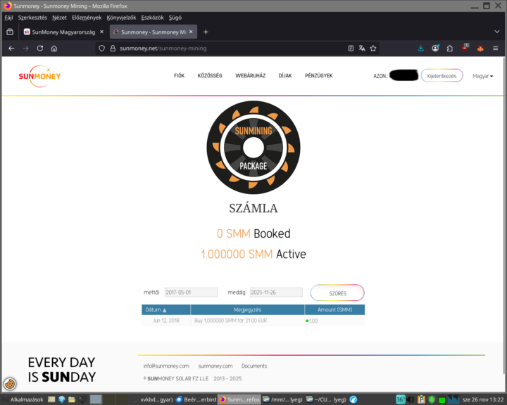 Sun Mining Package (SMM) - mit kezdhetünk vele? (2025-11-26)
